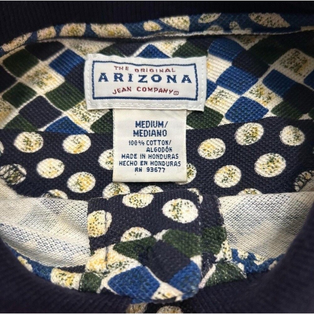Vintage 90s Arizona Jean Co All Over Print Polo Shirt Aztec Geometric Mens M AOP - Picture 4 of 7